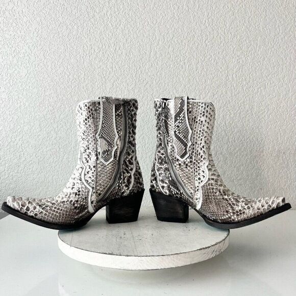 NEW Lane VICKSON Womens Cowboy Bootie 7.5 SnakeSkin Black Western Cowgirl Boots - Picture 7 of 11